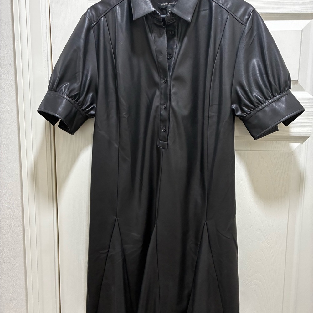 Banana Republic Black Faux Leather Mini Dress